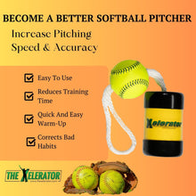 Load image into Gallery viewer, Mini Xelerator 10u Fastpitch Softball Pitching Training Tool with Premium Leather Ball - Made in USA