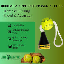 Load image into Gallery viewer, Mini Xelerator Pro 10u Fastpitch Softball Pitching Training Tool with Premium Leather Ball - Made in USA