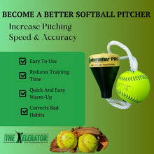 Load image into Gallery viewer, Ultimate Xelerator Pro Fastpitch Softball Pitching Training Tool with Premium Leather Ball - Made in USA