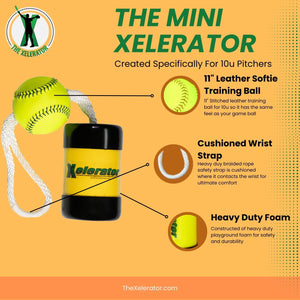 Mini Xelerator 10u Fastpitch Softball Training Tool with Premium Leather Ball - Made in USA