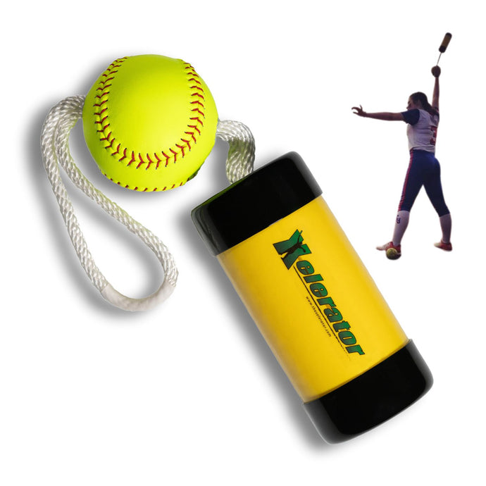 Composite Xelerator Fastpitch Softball Pitching Training Tool with Premium Leather Ball - Made in USA