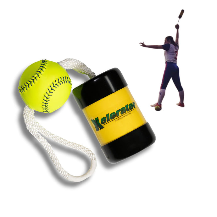 Mini Xelerator 10u Fastpitch Softball Pitching Training Tool with Premium Leather Ball - Made in USA